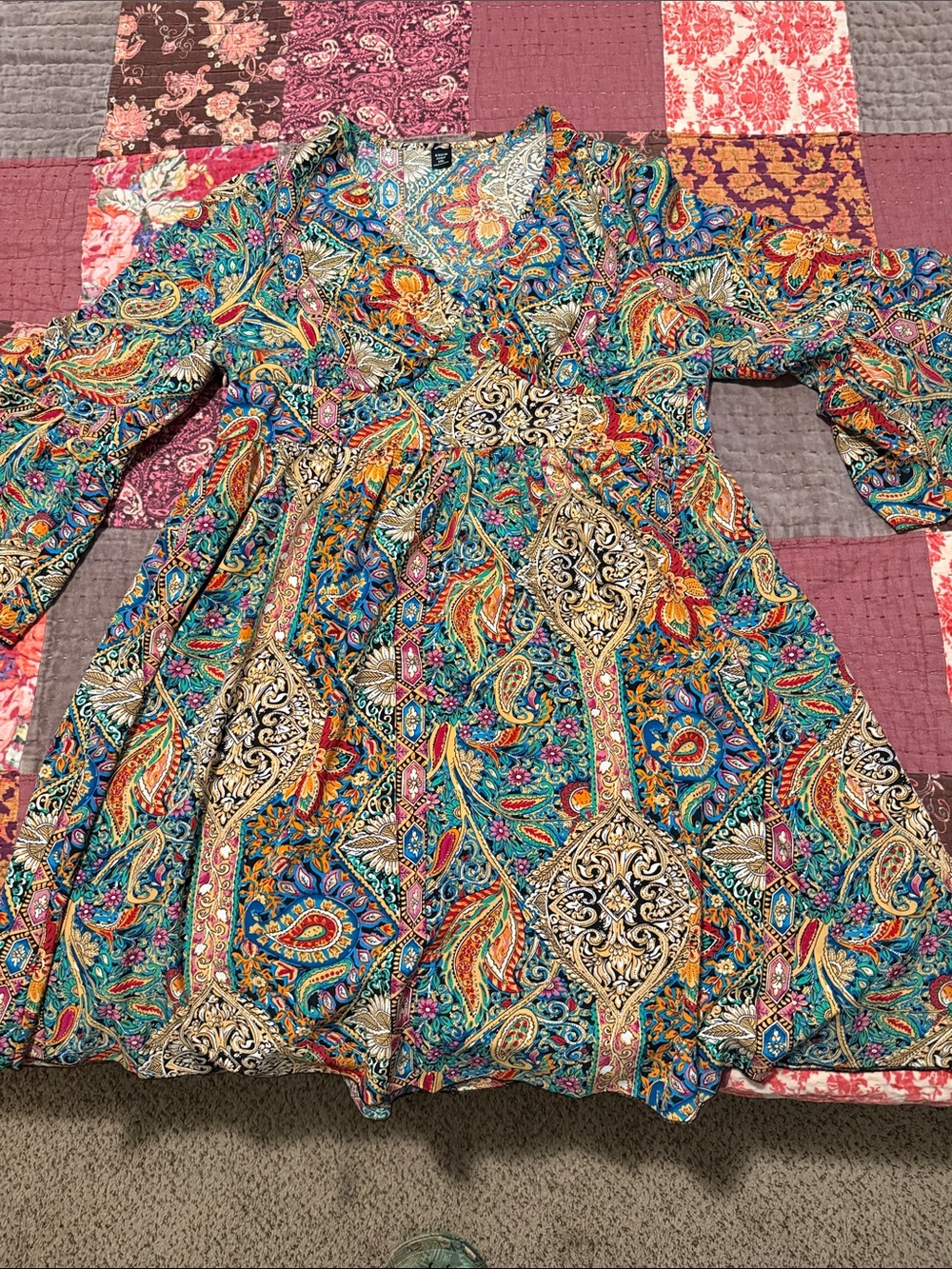 SHEIN Multicolor Paisley Print Midi Dress